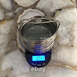 Antique Set of 7 Sterling Silver. 925 Glass Coasters with Sterling Holder