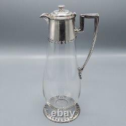 Antique Sheffield CF 1874 England Sterling Silver Claret Pitcher Jug Glass