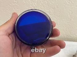 Antique Shreve & Co. Mauser Sterling Silver Master Salt with Cobalt Glass Insert