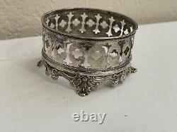 Antique Shreve & Co. Mauser Sterling Silver Master Salt with Cobalt Glass Insert