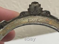 Antique Shreve & Co. Mauser Sterling Silver Master Salt with Cobalt Glass Insert