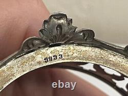 Antique Shreve & Co. Mauser Sterling Silver Master Salt with Cobalt Glass Insert