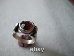 Antique Silver Georgian Ring With Red Glass Stone