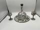 Antique Silver Overlay Filigree Art Nouveau Decanter & Glasses Set On Tray