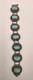 Antique Solid Sterling Silver 950 Ornate Light Blue Glass Moonstone Bracelet