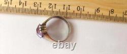 Antique Soviet Ring Sterling Silver 875 Gold Plated Men Alexandrite Size 6.5