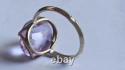Antique Soviet Russian Ring Sterling Silver 875 Glass Women's Jewelry Size 8.5