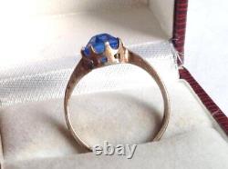 Antique Soviet USSR Ring Sterling Silver 875 & Gold Plated Glass Women Size 8.5