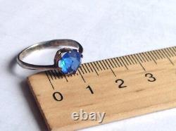 Antique Soviet USSR Ring Sterling Silver 875 & Gold Plated Glass Women Size 8.5