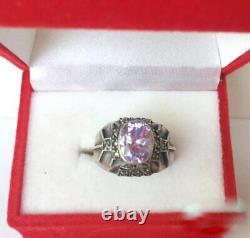 Antique Soviet USSR Ring Sterling Silver 925 Alexandrite Men's Jewelry Size 6.5