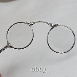 Antique Stamped Sterling Silver Folding Lorgnette Glasses in Good Condition