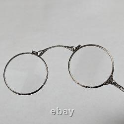 Antique Stamped Sterling Silver Folding Lorgnette Glasses in Good Condition