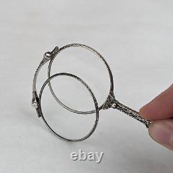 Antique Stamped Sterling Silver Folding Lorgnette Glasses in Good Condition