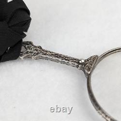 Antique Stamped Sterling Silver Folding Lorgnette Glasses in Good Condition