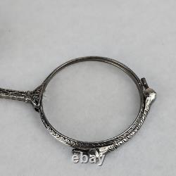 Antique Stamped Sterling Silver Folding Lorgnette Glasses in Good Condition