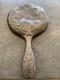 Antique Sterling Silver 925 Floral & Lion Engraved Hand Mirror Monogram Emb 9 In