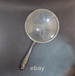 Antique Sterling Silver (. 925) Magnifying Glass 7.25 150g Monogram TJB 1900