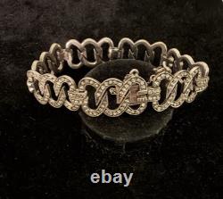 Antique Sterling Silver BIRKS 6.5 Art Deco Hand Set Paste Glass Bracelet 1900s