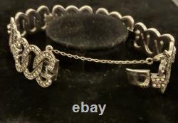 Antique Sterling Silver BIRKS 6.5 Art Deco Hand Set Paste Glass Bracelet 1900s