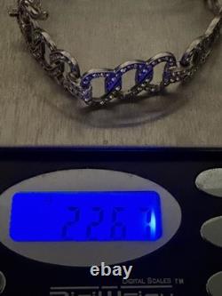 Antique Sterling Silver BIRKS 6.5 Art Deco Hand Set Paste Glass Bracelet 1900s