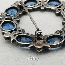 Antique Sterling Silver Blue Glass Wreath Brooch Tested