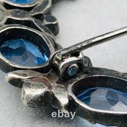 Antique Sterling Silver Blue Glass Wreath Brooch Tested