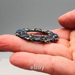 Antique Sterling Silver Blue Glass Wreath Brooch Tested