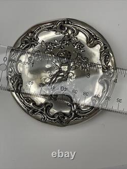 Antique Sterling Silver Cherub Covered & Clear Glass Vanity Jar -Top 46.5 Grams