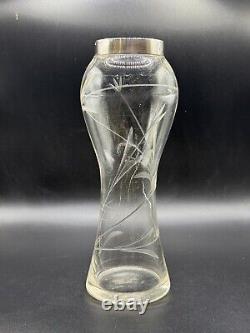 Antique Sterling Silver Collared Cut Glass Vase, Birmingham 1909 by Charles May