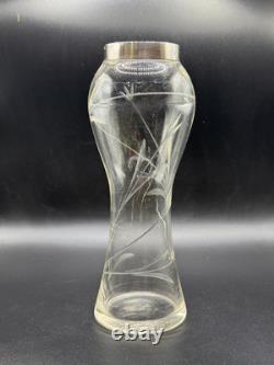 Antique Sterling Silver Collared Cut Glass Vase, Birmingham 1909 by Charles May