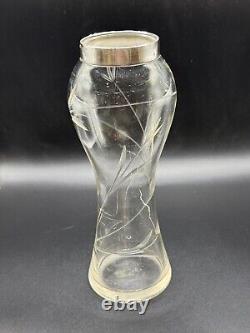 Antique Sterling Silver Collared Cut Glass Vase, Birmingham 1909 by Charles May
