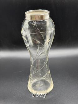 Antique Sterling Silver Collared Cut Glass Vase, Birmingham 1909 by Charles May
