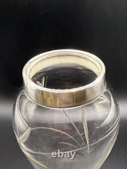 Antique Sterling Silver Collared Cut Glass Vase, Birmingham 1909 by Charles May
