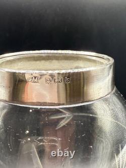 Antique Sterling Silver Collared Cut Glass Vase, Birmingham 1909 by Charles May