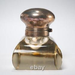 Antique Sterling Silver & Crystal Glass Inkwell Monogrammed READ