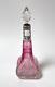 Antique Sterling Silver Cut Cranberry To Clear Glass Perfume Bottle