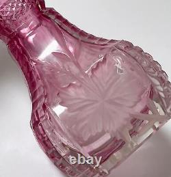 Antique Sterling Silver Cut Cranberry To Clear Glass Perfume Bottle