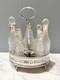 Antique Sterling Silver & Cut Glass Cruet Set With Stand English Hallmarked