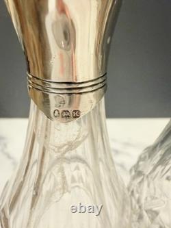 Antique Sterling Silver & Cut Glass Cruet Set with Stand English Hallmarked