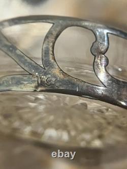 Antique Sterling Silver Cut Glass Open Salts in Box Alvin Co (Set of 6)