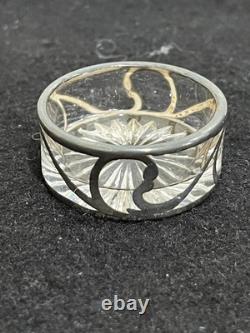 Antique Sterling Silver Cut Glass Open Salts in Box Alvin Co (Set of 6)