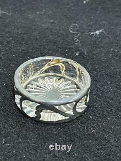 Antique Sterling Silver Cut Glass Open Salts in Box Alvin Co (Set of 6)