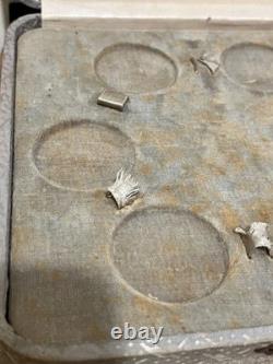 Antique Sterling Silver Cut Glass Open Salts in Box Alvin Co (Set of 6)