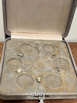 Antique Sterling Silver Cut Glass Open Salts in Box Alvin Co (Set of 6)