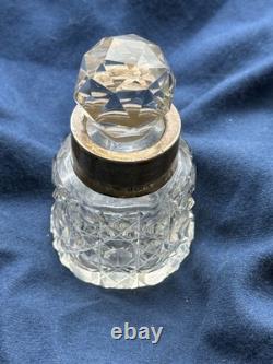 Antique Sterling Silver & Cut Glass Perfume Bottle Birmingham 1900 Vanity Decor