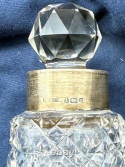 Antique Sterling Silver & Cut Glass Perfume Bottle Birmingham 1900 Vanity Decor