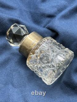 Antique Sterling Silver & Cut Glass Perfume Bottle Birmingham 1900 Vanity Decor