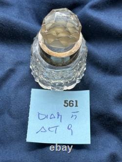 Antique Sterling Silver & Cut Glass Perfume Bottle Birmingham 1900 Vanity Decor