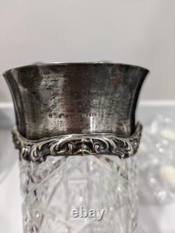 Antique Sterling Silver Cut Glass Pitcher Brilliant Cut Crystal D936