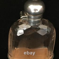 Antique Sterling Silver & Cut Glass Spirits Flask, 1910